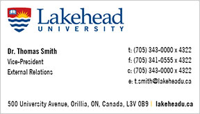Lakehead Business Card example