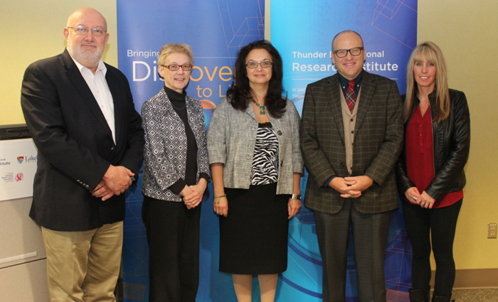 Dr. Alla Reznik with TBRRI, Hospital and Lakehead University representatives