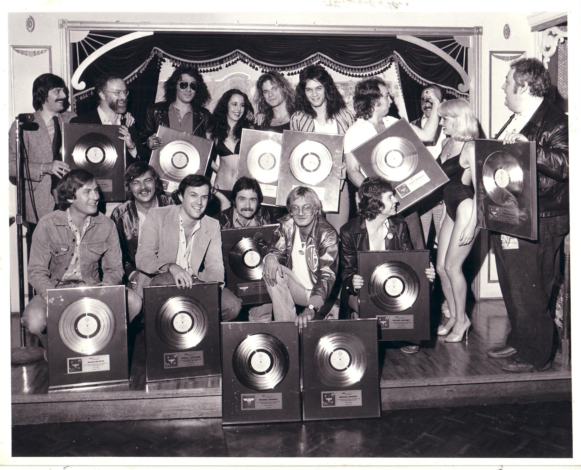 Van Halen and Nick with the band's gold record for the debut album