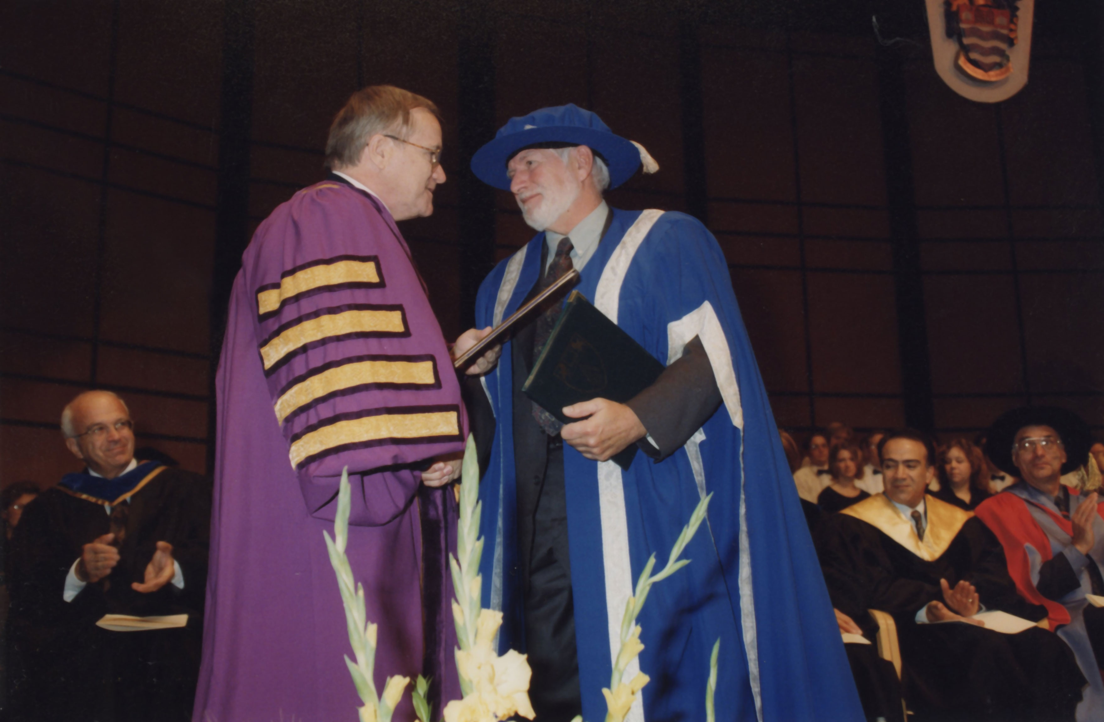 Dr. Fred Gilbert in ceremonial robes during 1998 installation ceremony as Lakehead University president