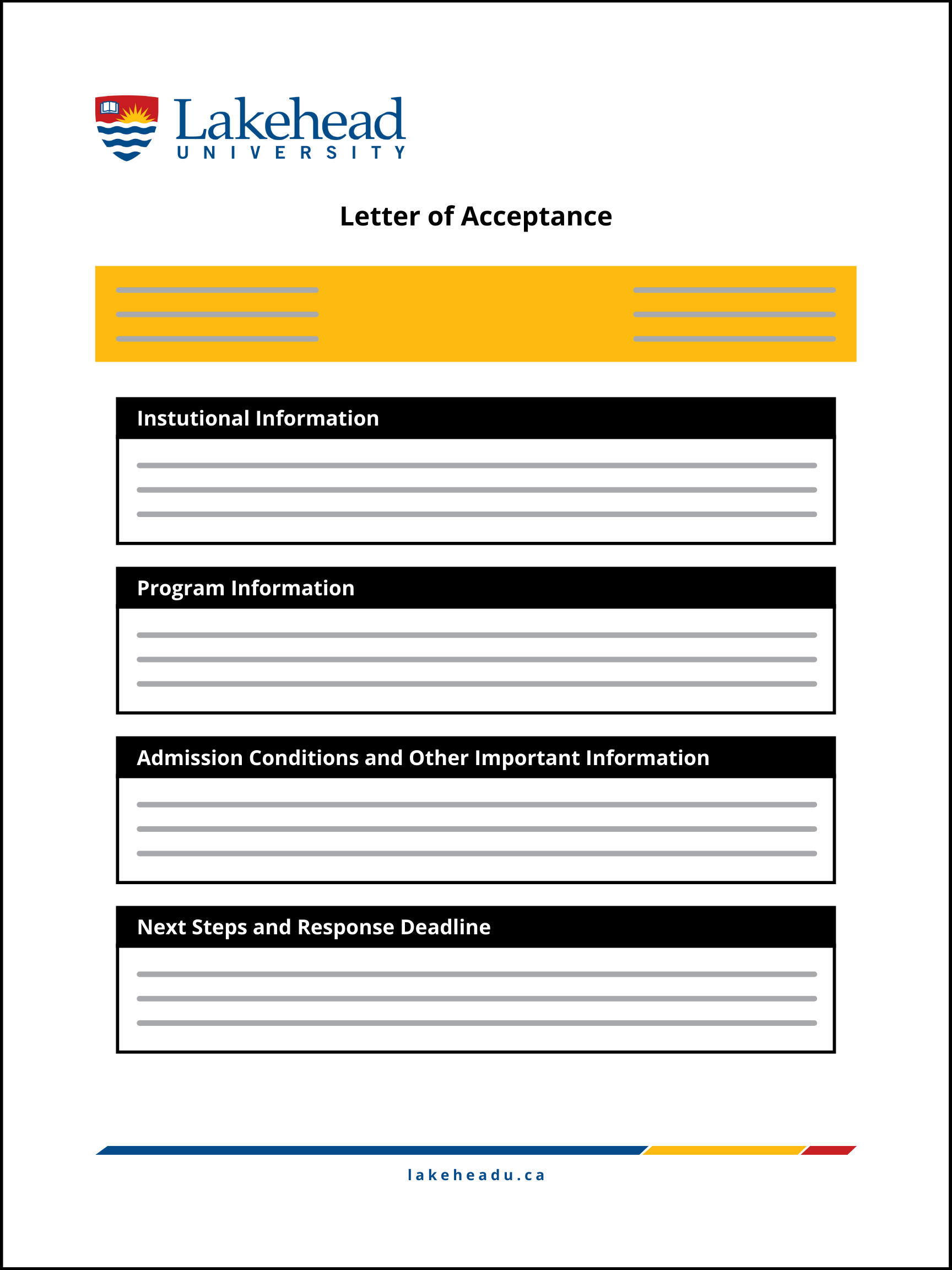 Letter of Acceptance - personal info area