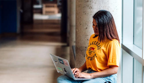 Student reading a book