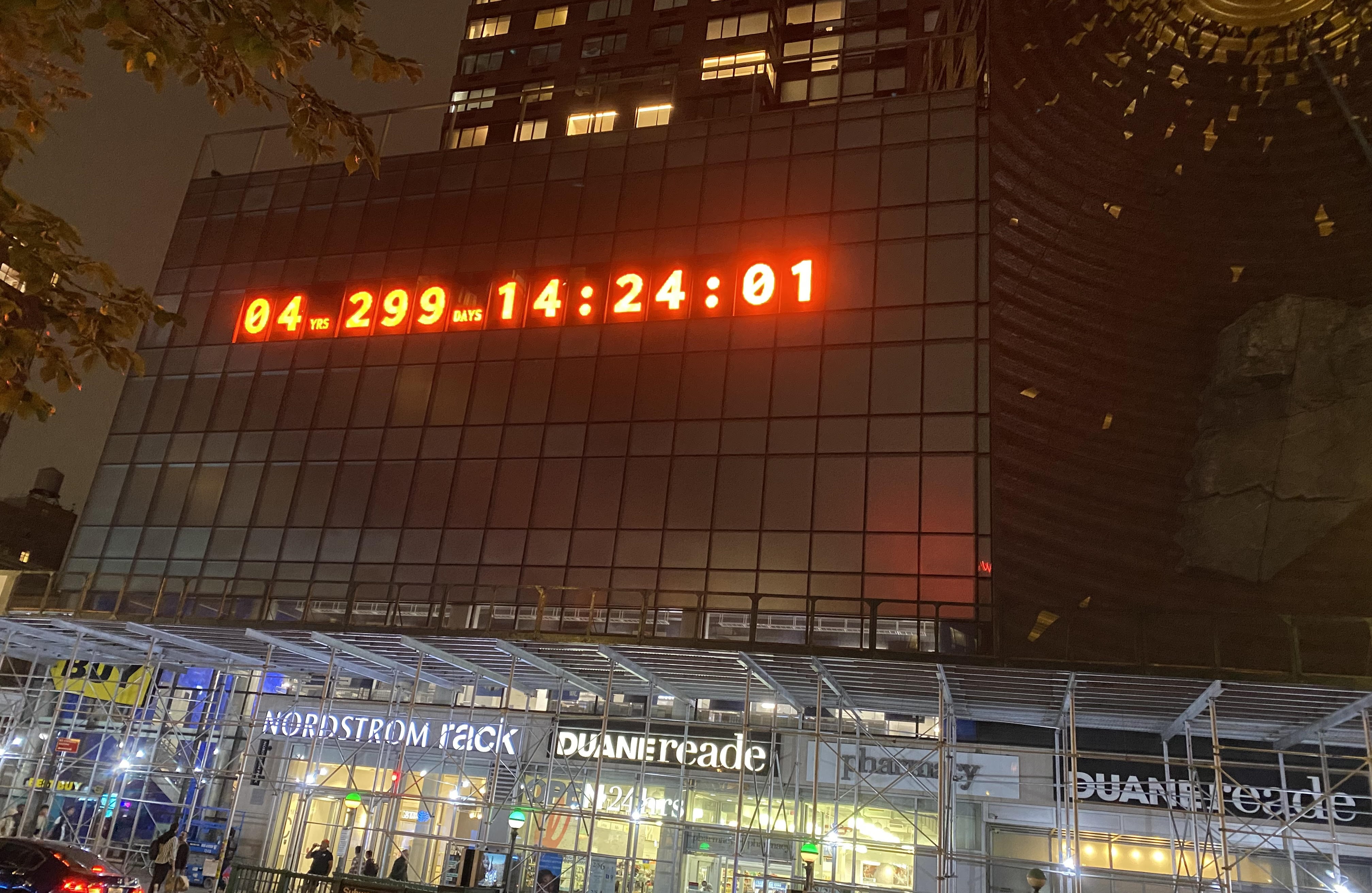 The New York City Climate Clock at Night
