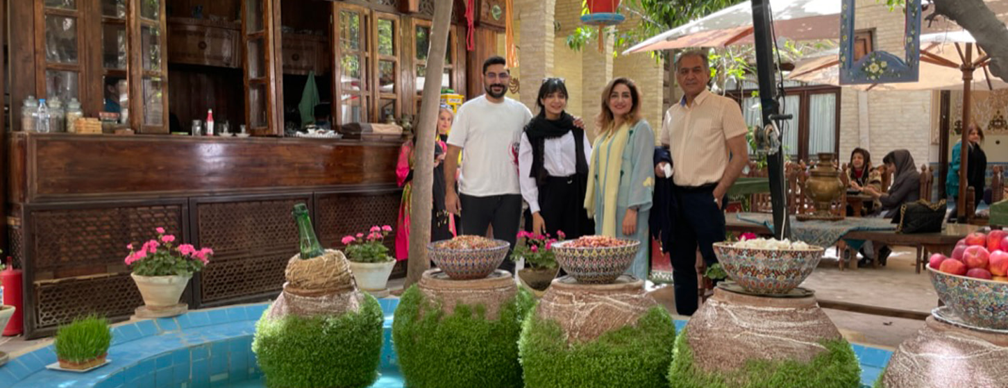 Faraz (far left), his sister, and his parents enjoy a sunny day in Isfahan. Now that Faraz is a Lakehead alum, he’s looking forward to launching his career. He’s also excited that his family will soon be moving to Canada.