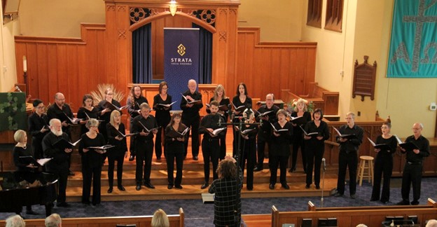 The Strata Vocal Ensemble performs in a church