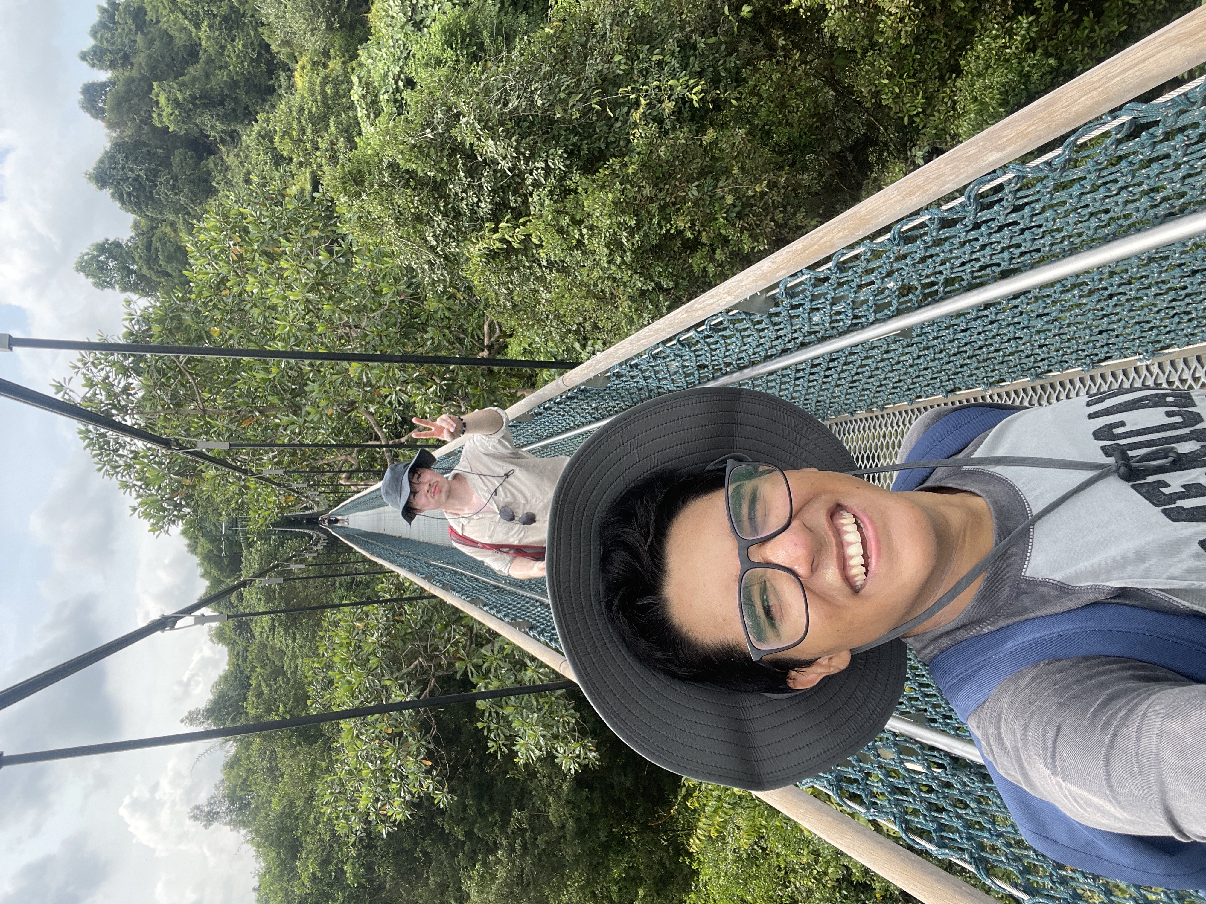 Student on bridge in Singapore