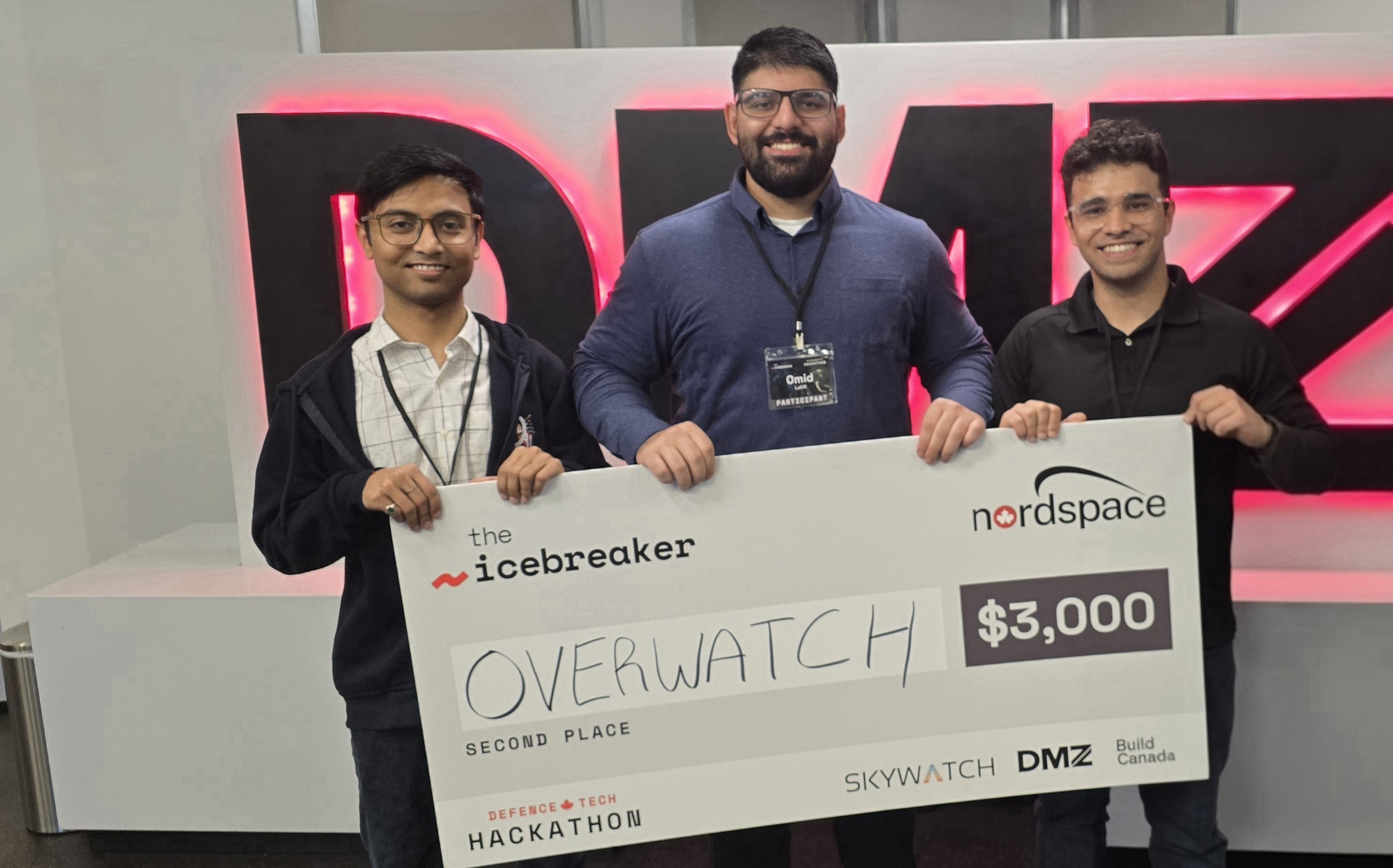 Omid Latifi Wins The Icebreaker Defence Tech Hackathon Omid Latifi and his teammates accept their $3,000 cheque for winning The Icebreaker Defence Tech Hackathon