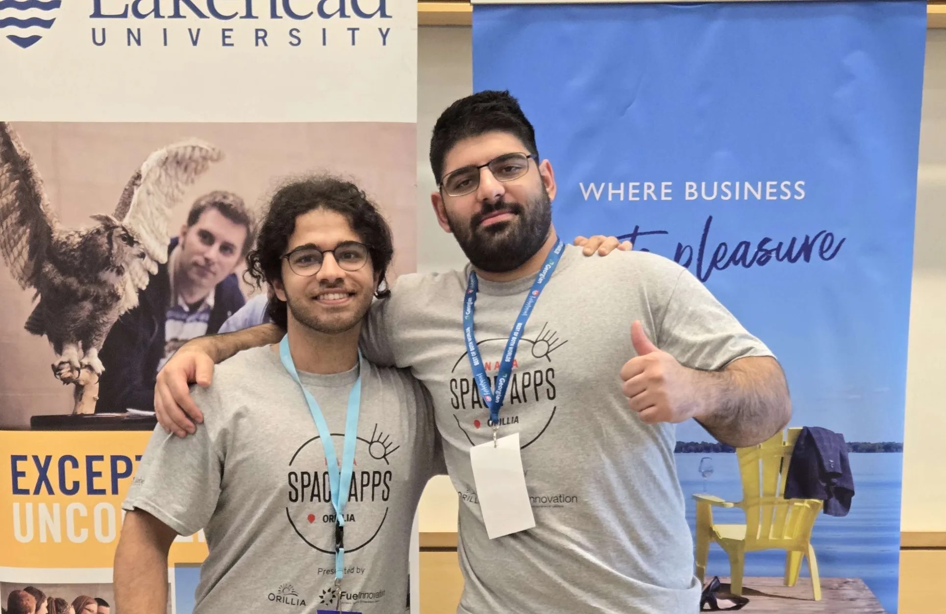 Omid Latifi at the Orillia pitch site of the NASA International Space Apps Challenge Omid and his teammate Miran Qarachatani competed in the NASA International Space Apps Challenge