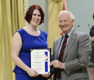 Ashleigh Quarrell receives award from Governor General