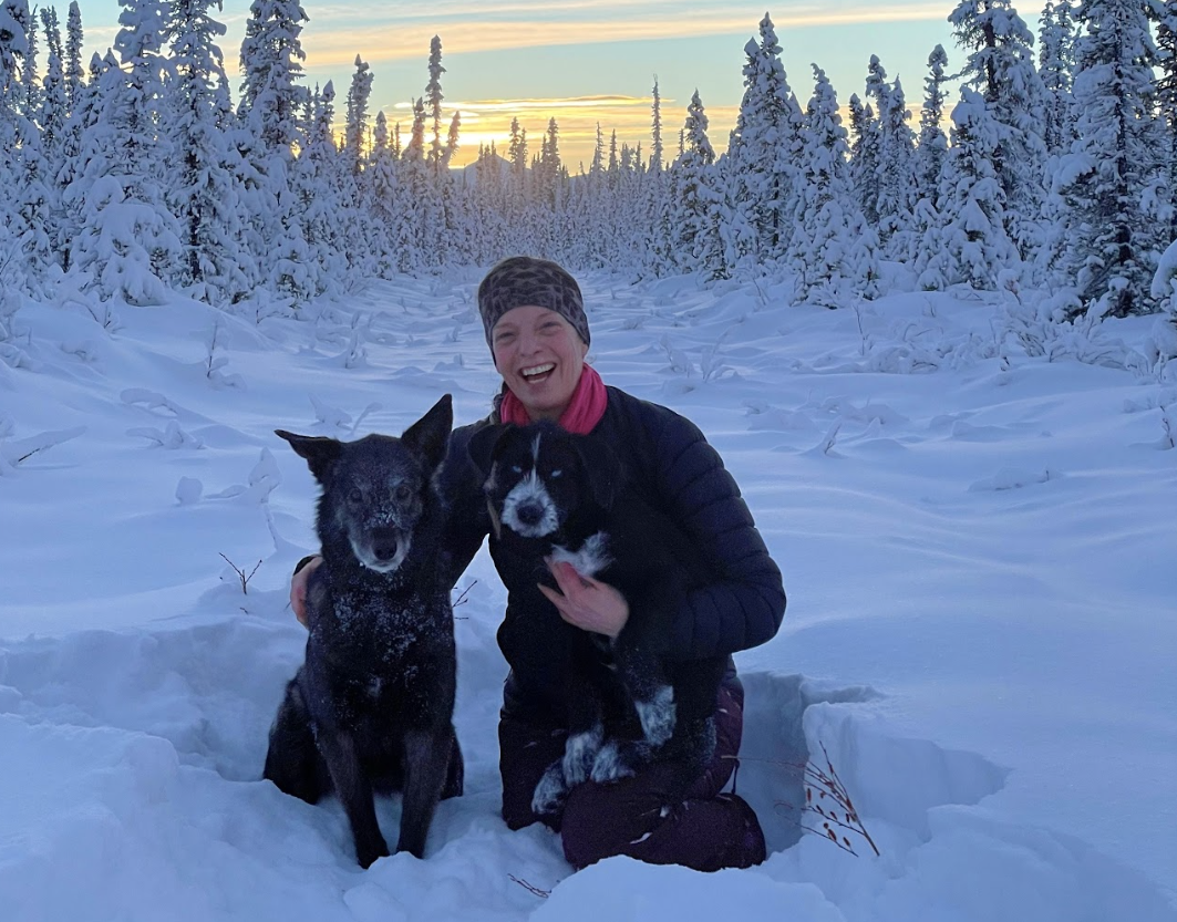 Heidi Warren and her dog outside 