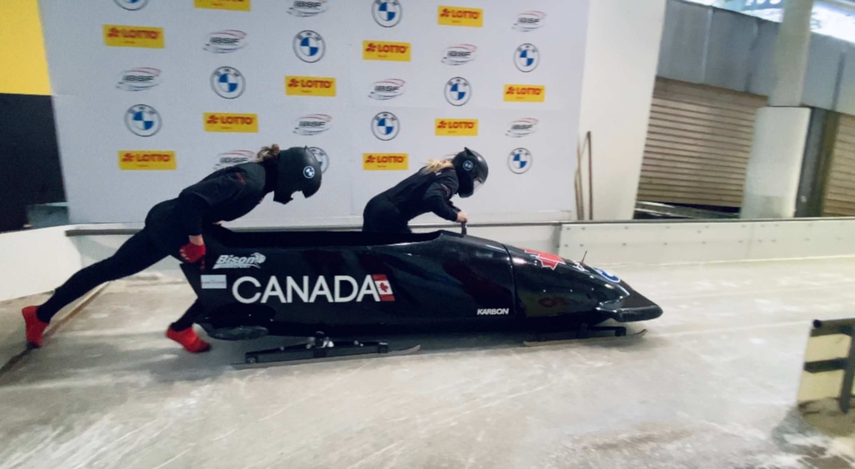 Stephanie Drost and teammate during bobsleigh practice
