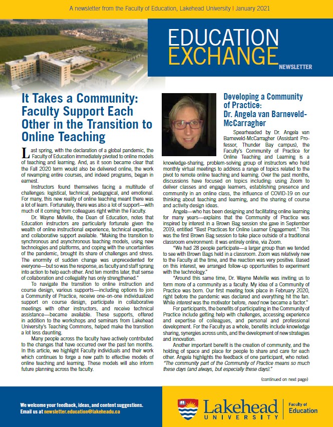 Photo of front cover of newsletter