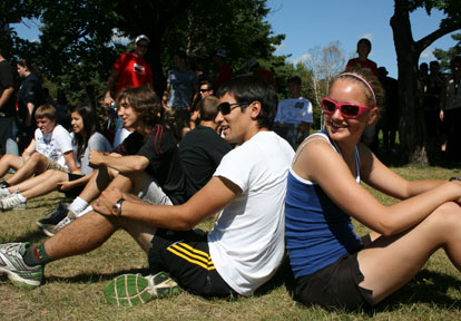 Students on campus enjoying orientation