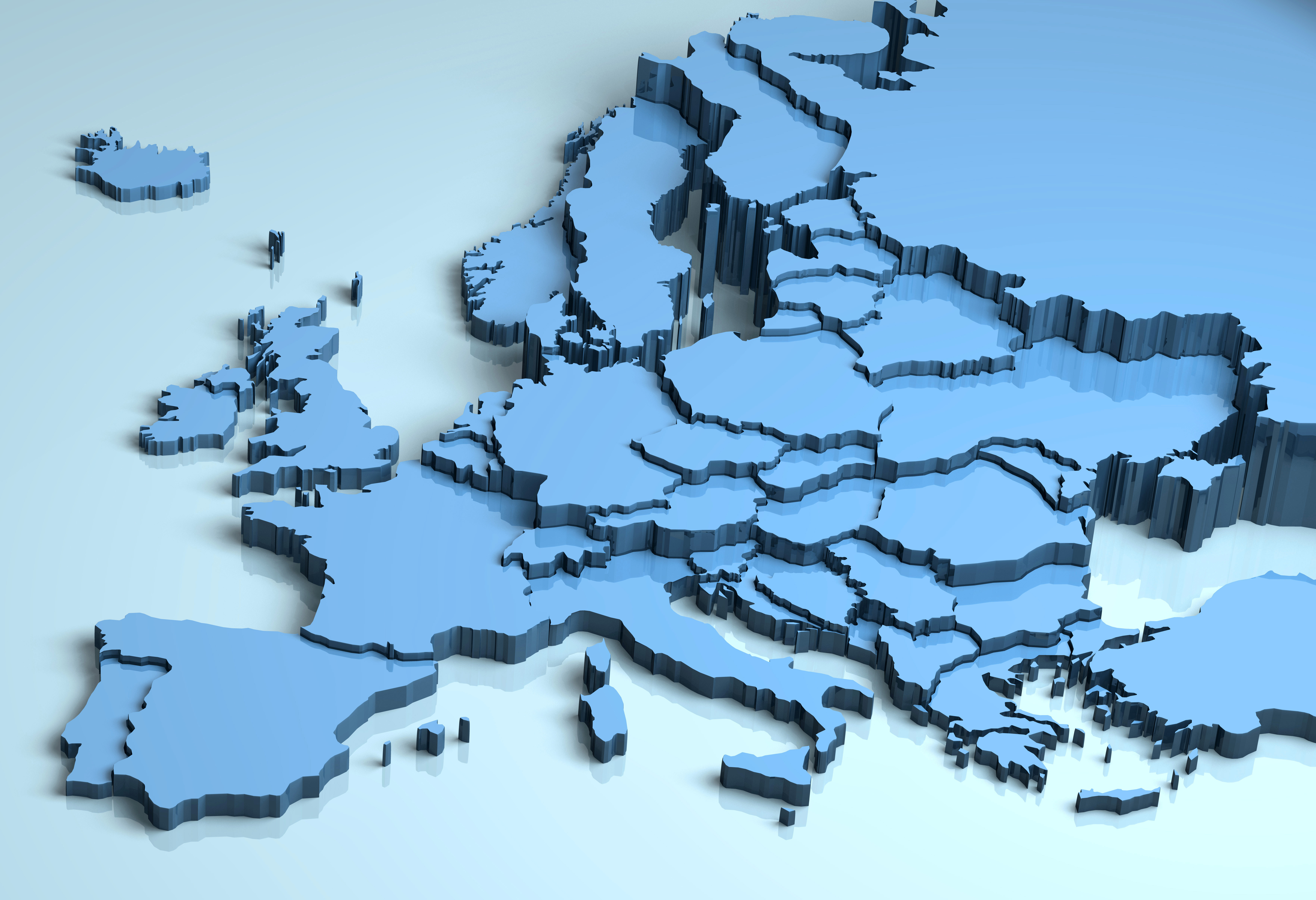 Blue 3D Map of Europe