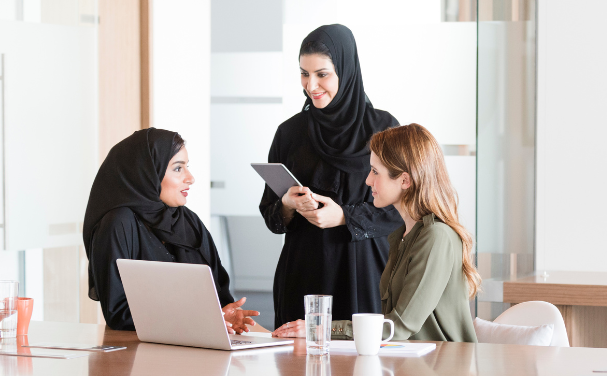 stock image of women in a business meeting.