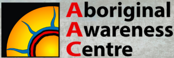 Logo for the Aboriginal Awareness Centre. Shows one quarter of a sun beside the name