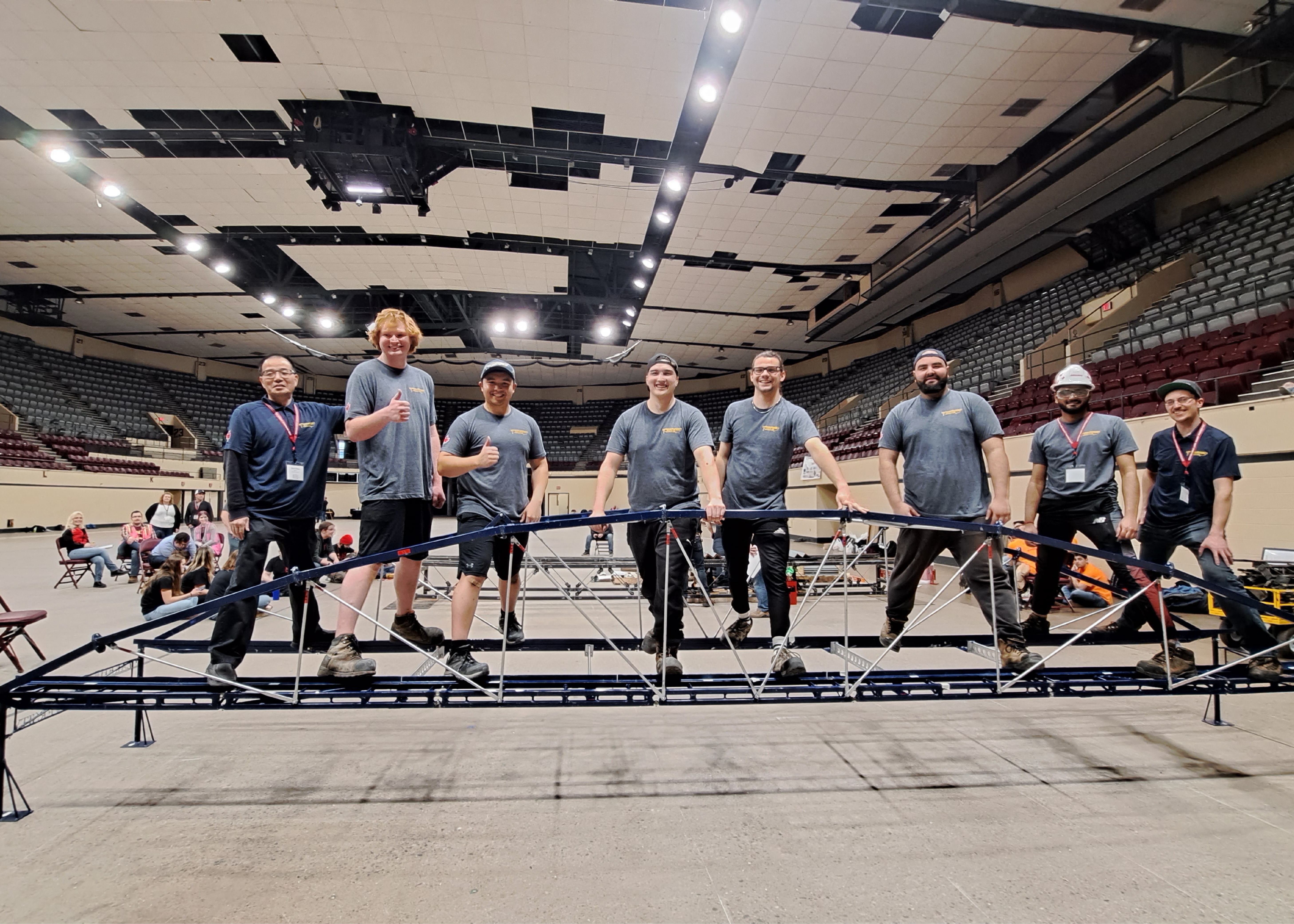 Steel bridge team with their bridge