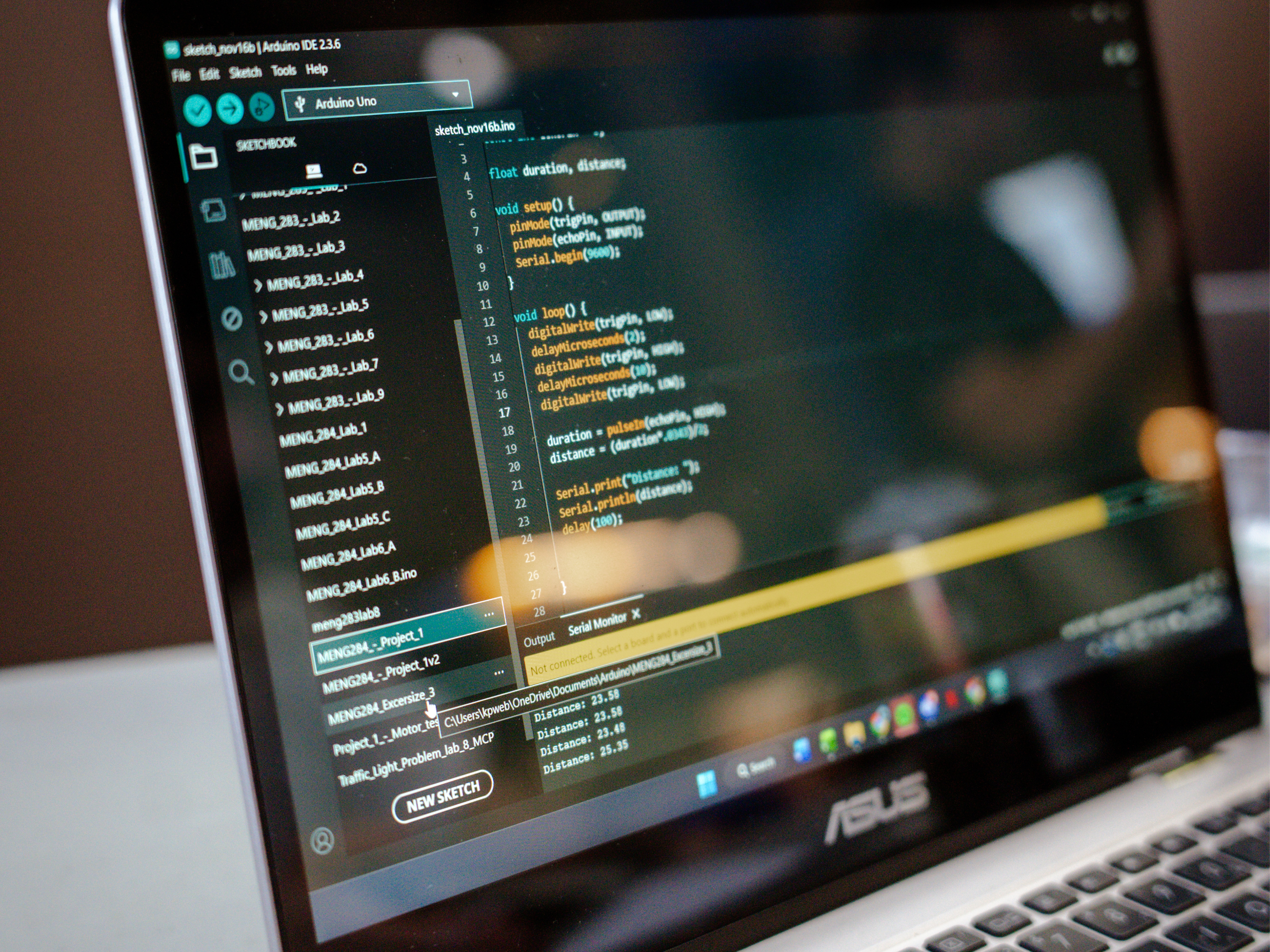 Laptop with code on screen