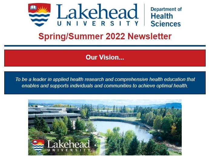 Department of Health Sciences logo on the cover of their spring/summer newsletter