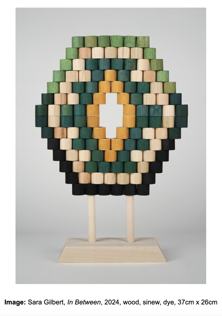 sara-gilbert Sara Gilbert, In Between, wood, sinew, dye