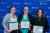 From left to right - Second Place: Jade Ross – MSc Archaeological Science; First Place:  Jessica Allingham – PhD Chemistry and Materials Science; People's Choice Award:  Michaela Bohunicky – Master of Health Sciences.