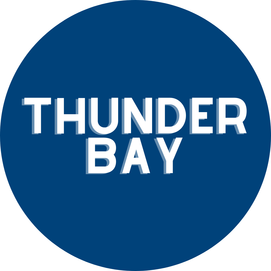 Blue Circle with the text Thunder Bay located in the middle.