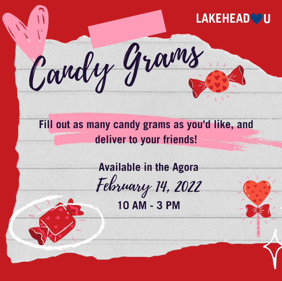 Candy gram promotion with information depicted on website. 