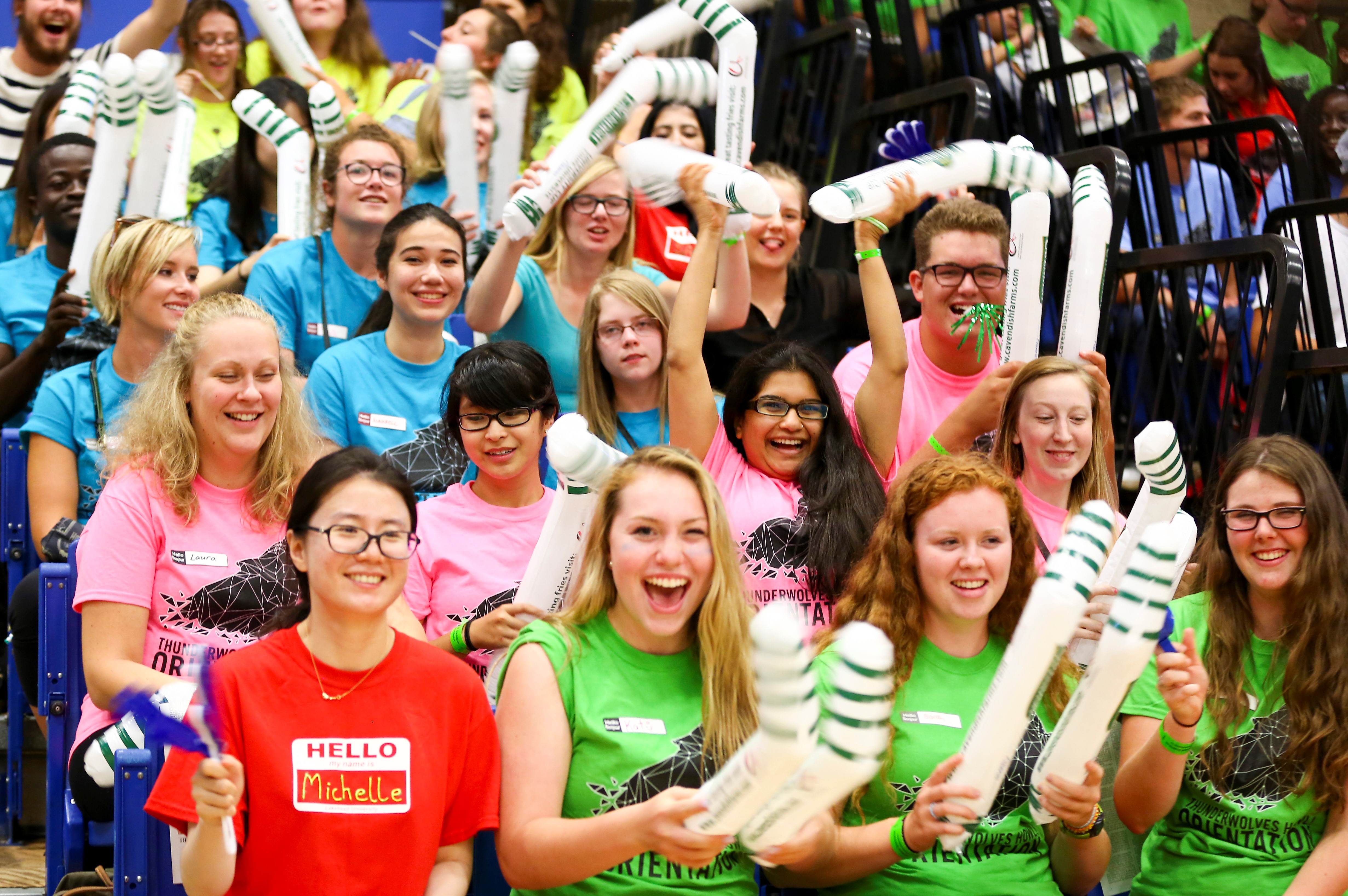Students cheering at a sports game