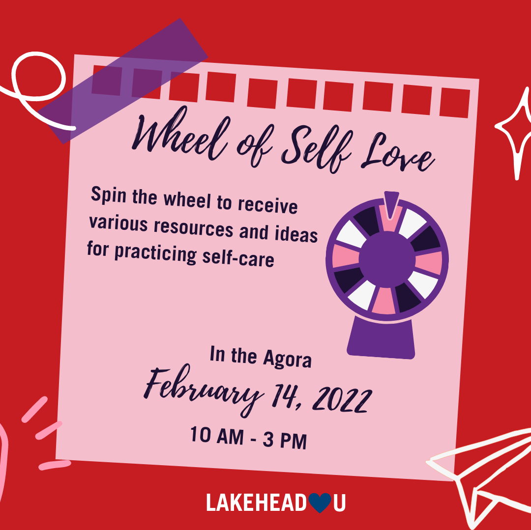 Wheel of self love promotion with information depicted on website description.
