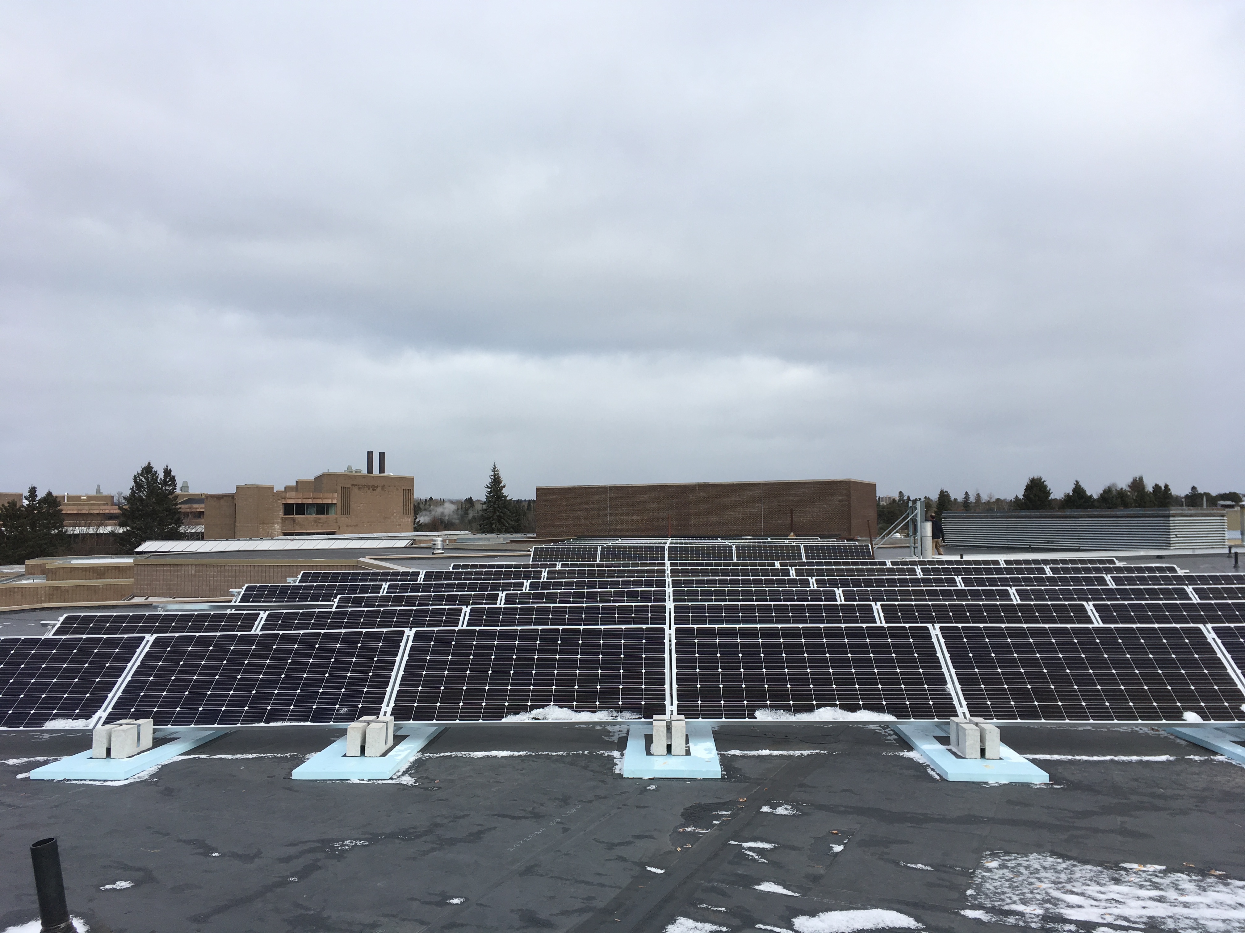 Solar panels on Unviersity Centre rooftop