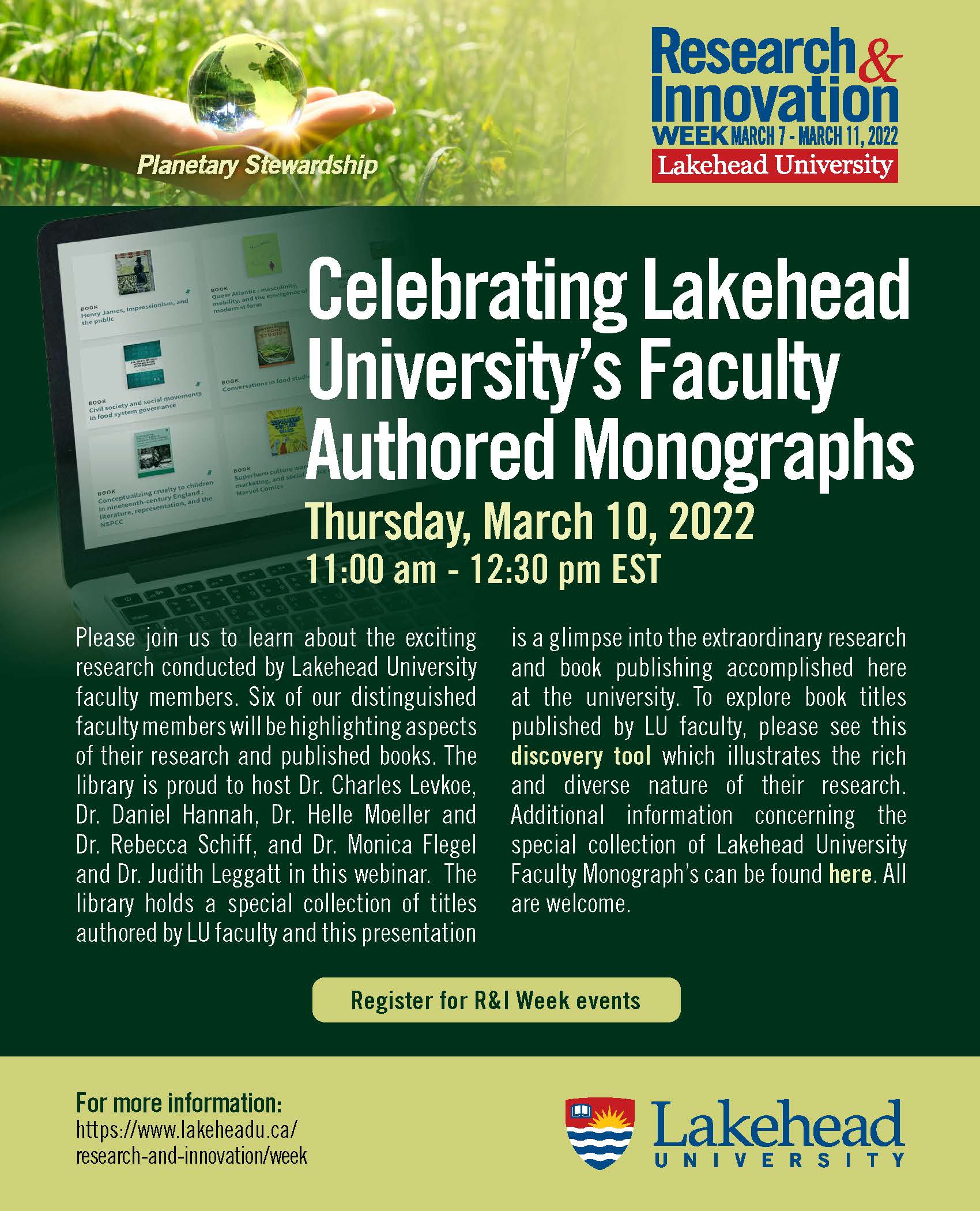 Celebrating Lakehead University's Faculty Authored Monographs Poster