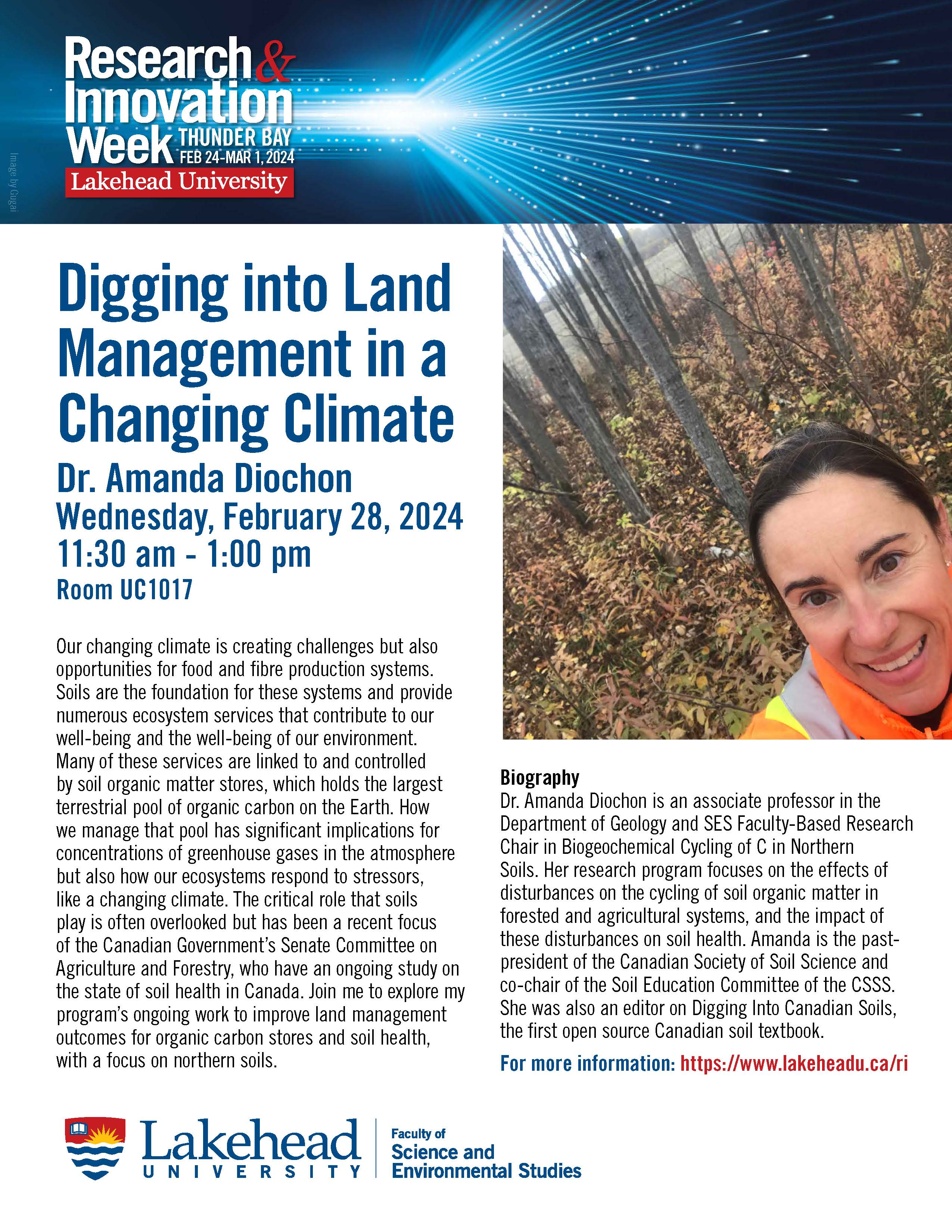 Poster for Amanda Diochon Talk