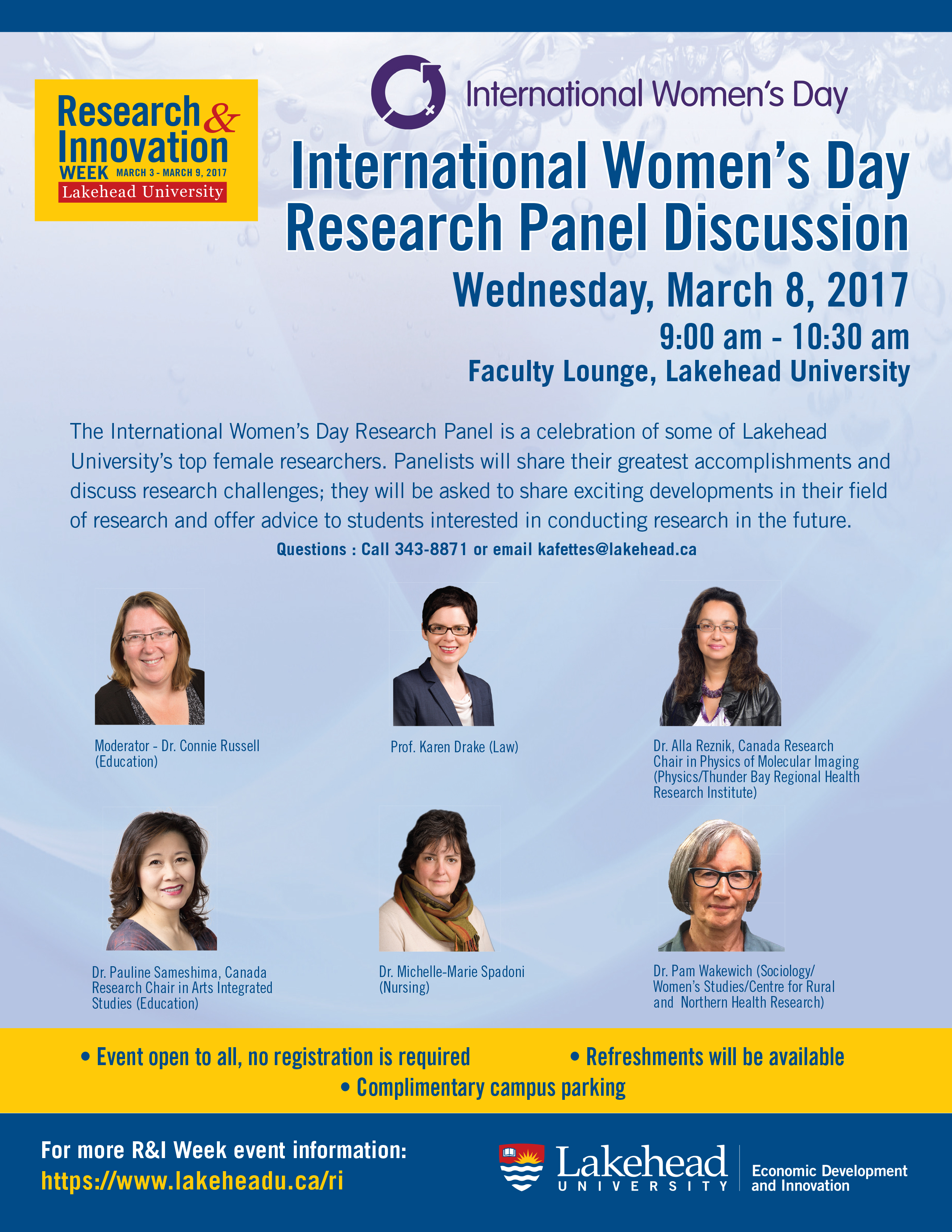 Poster showing International Women's Day Research Panel Discussion Participants