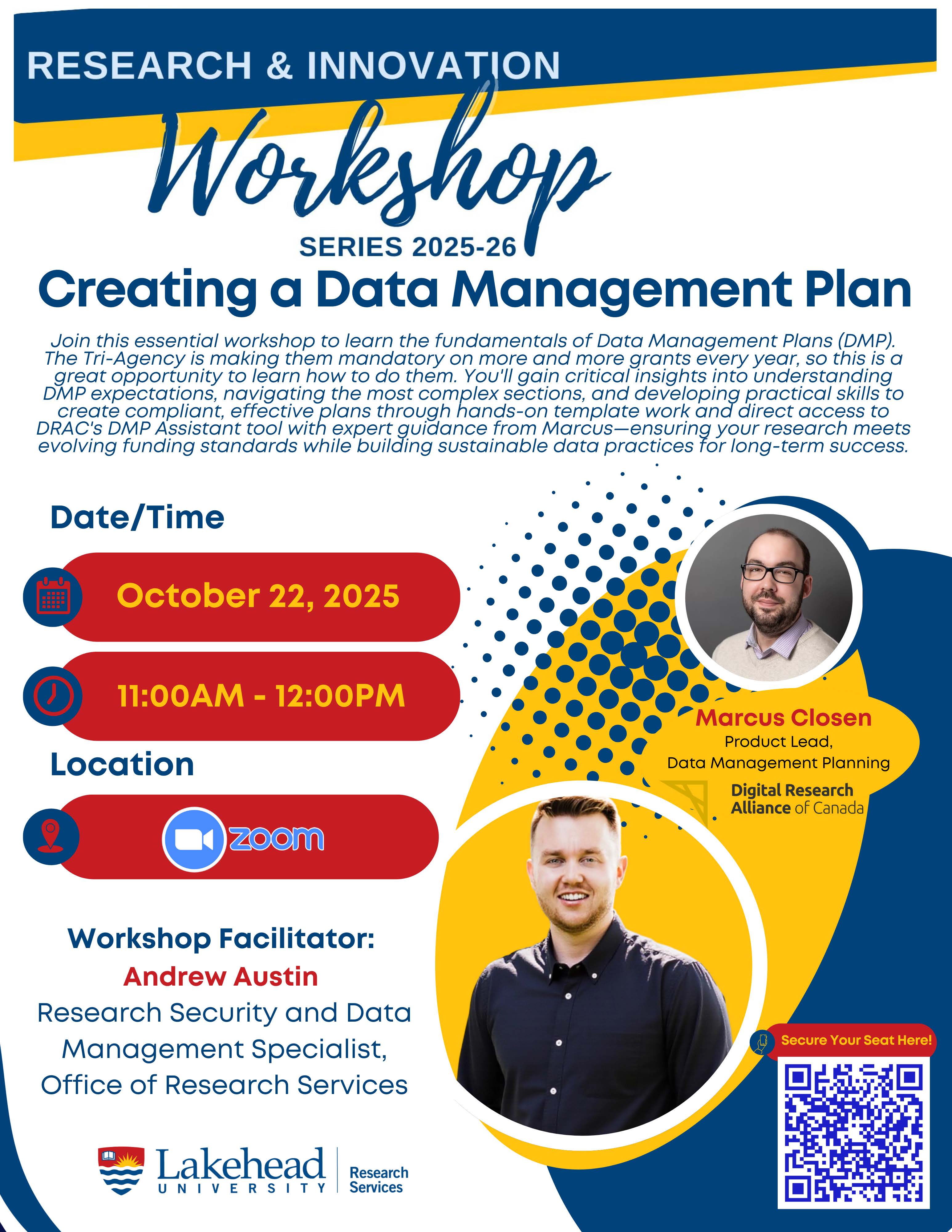 Creating a Data Management Plan Workshop Poster
