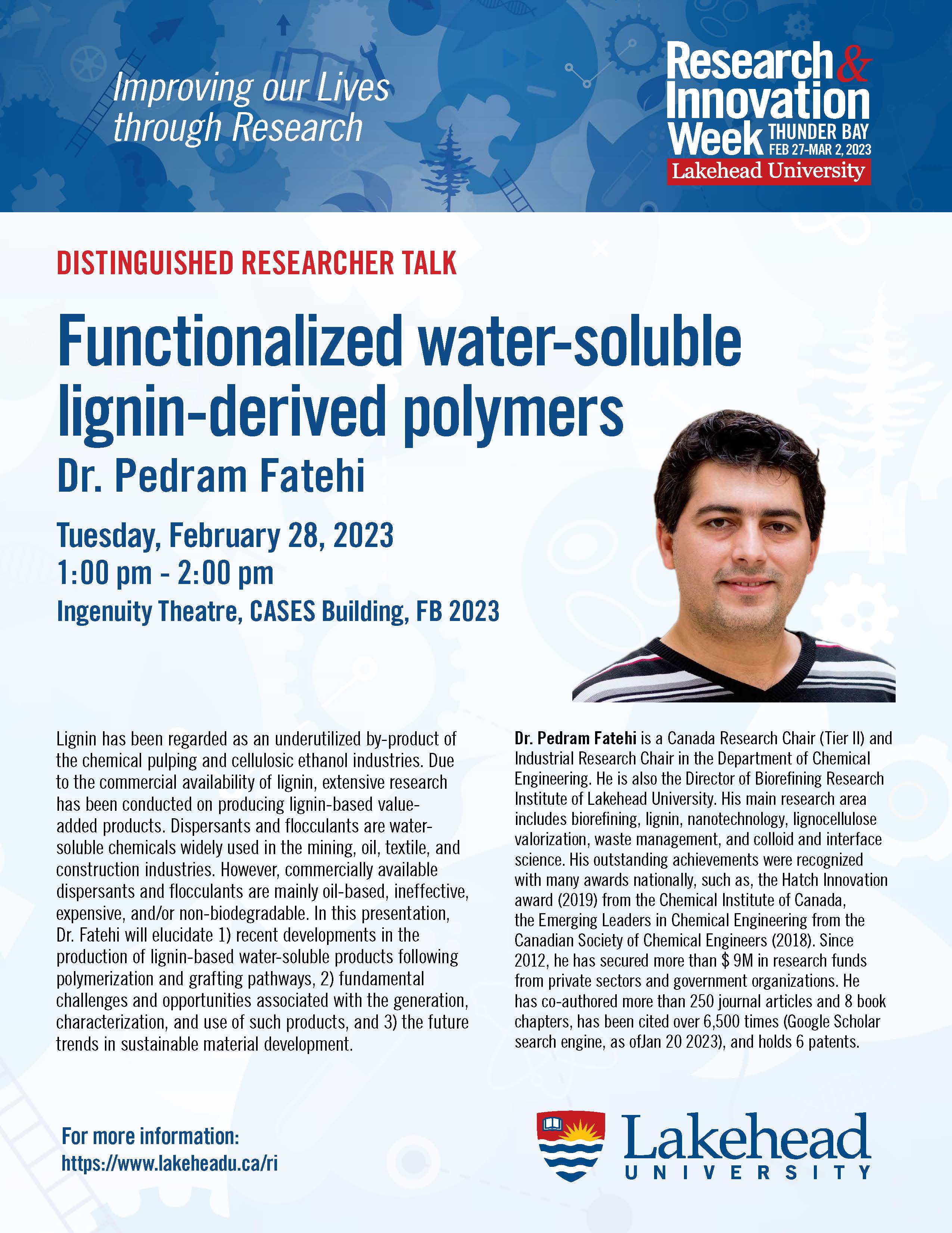 Event Poster Dr. Pedram Fatehi Distinguished Researcher Talk