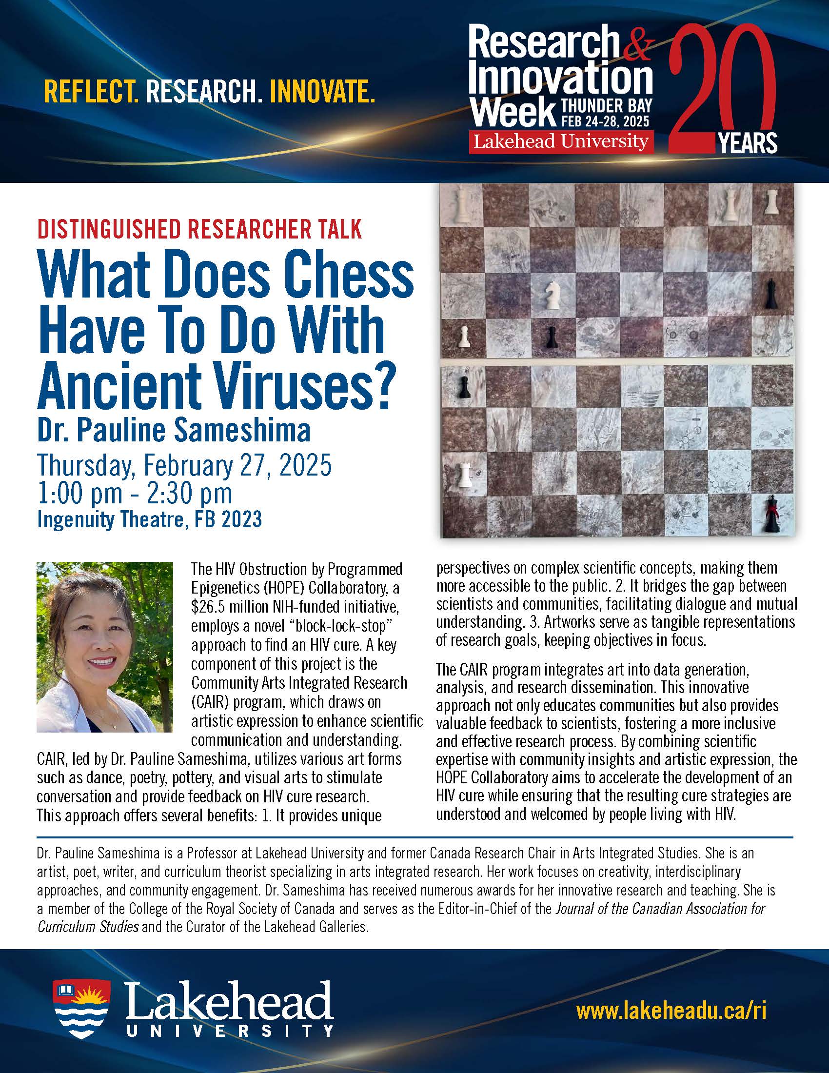 Dr. Pauline Sameshima Event Poster