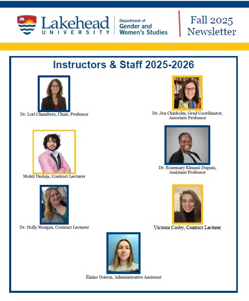 First page of the Newsletter showing pictures of faculty and staff