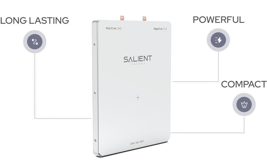 Rendering of a prismatic cell format battery that Salient plans to produce when they go into full-scale production. They are currently producing pouch format batteries.