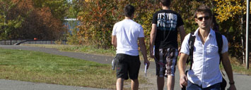Student walking on Campus outdoors