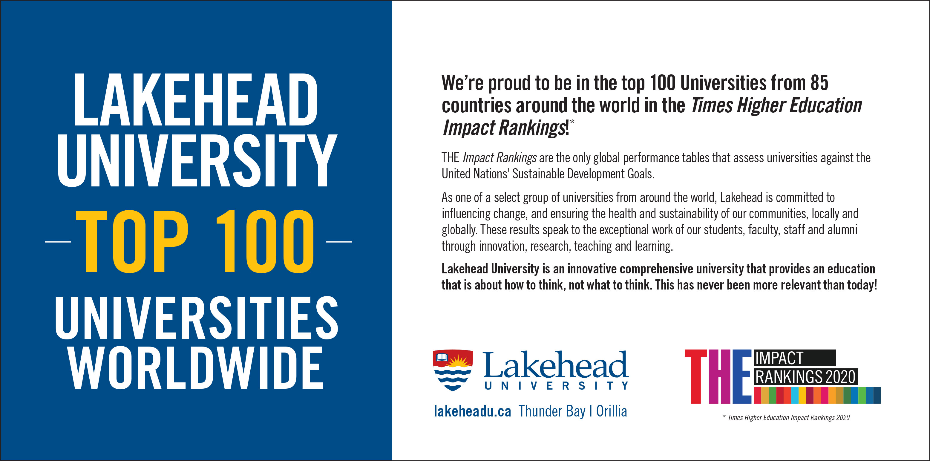 We're proud to be at the top of the Times Higher Education Impact Ranks. This image is a statement about that