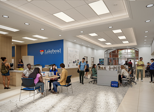 A rendering of the collaborative learning space at our Barrie STEM Hub