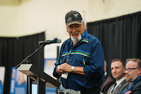 An indigenous speaker during his presentation at our event