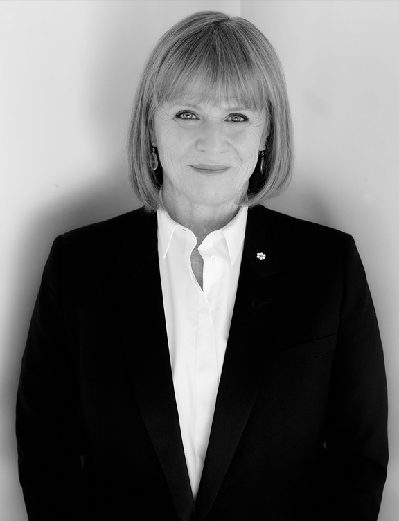 A black and white photo of Valerie