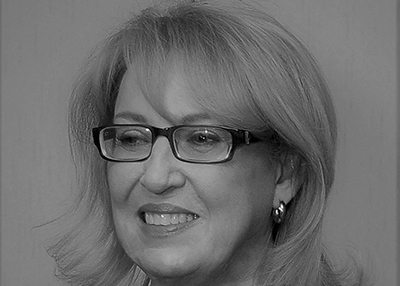 Headshot of Rosalind Lockyer in black and white