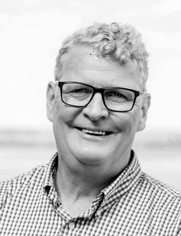 A black and white photo of Steve