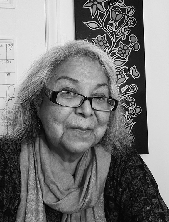 A black and white photo of Patricia