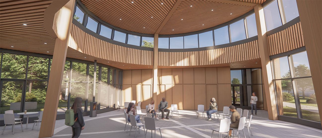 Inside rendering of the gather space.
