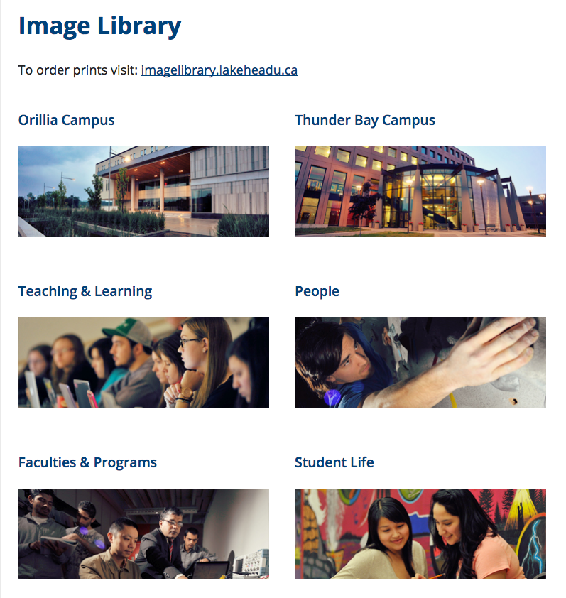 Example of a 6 image lakeheadu.ca landing page for websites