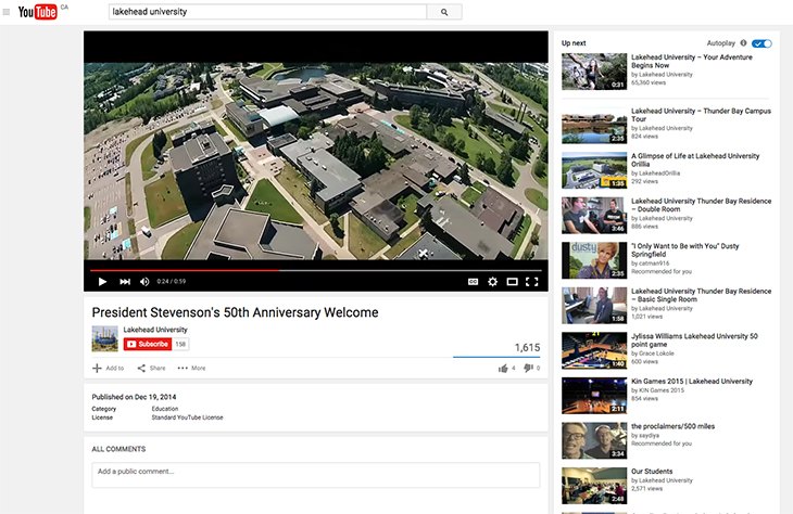 How to include youtube videos on the website: Youtube Screenshot of the 50th anniversary