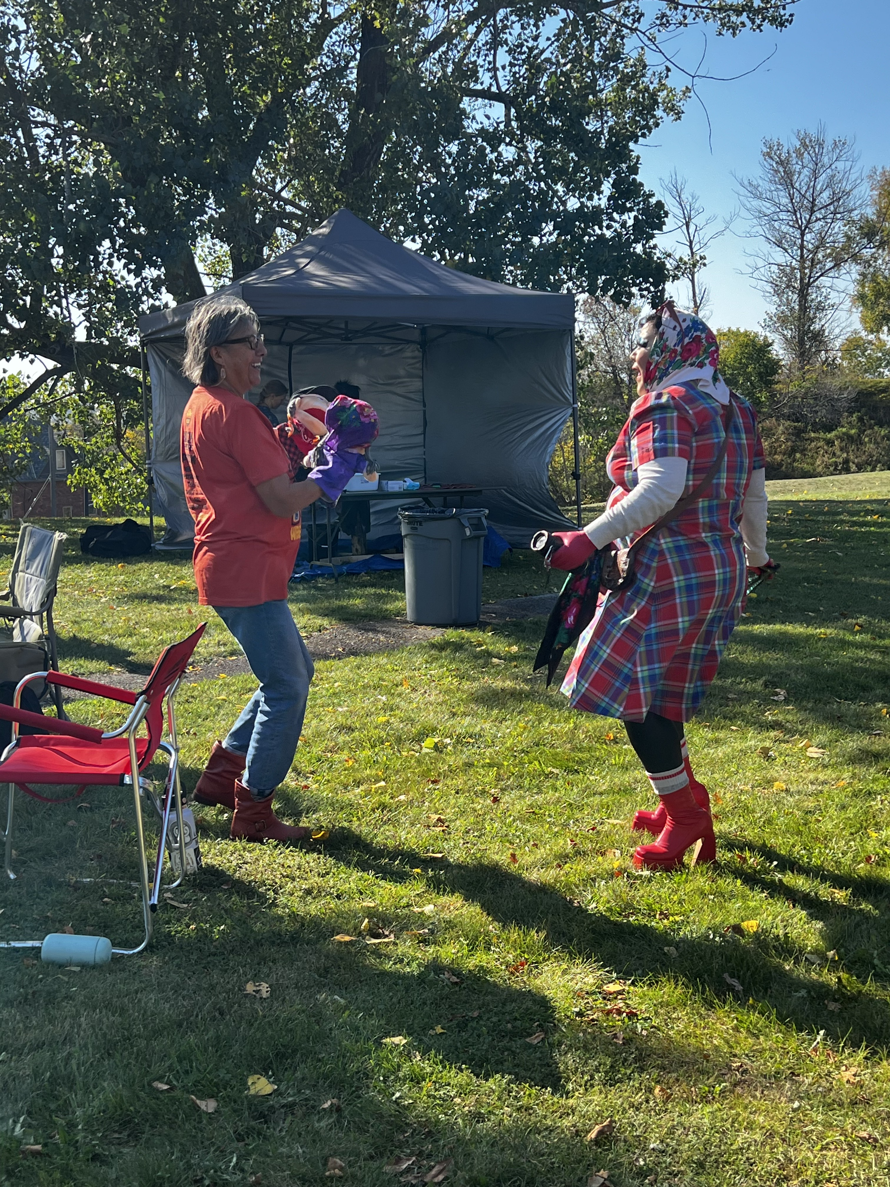 Drag performer at hide tanning event